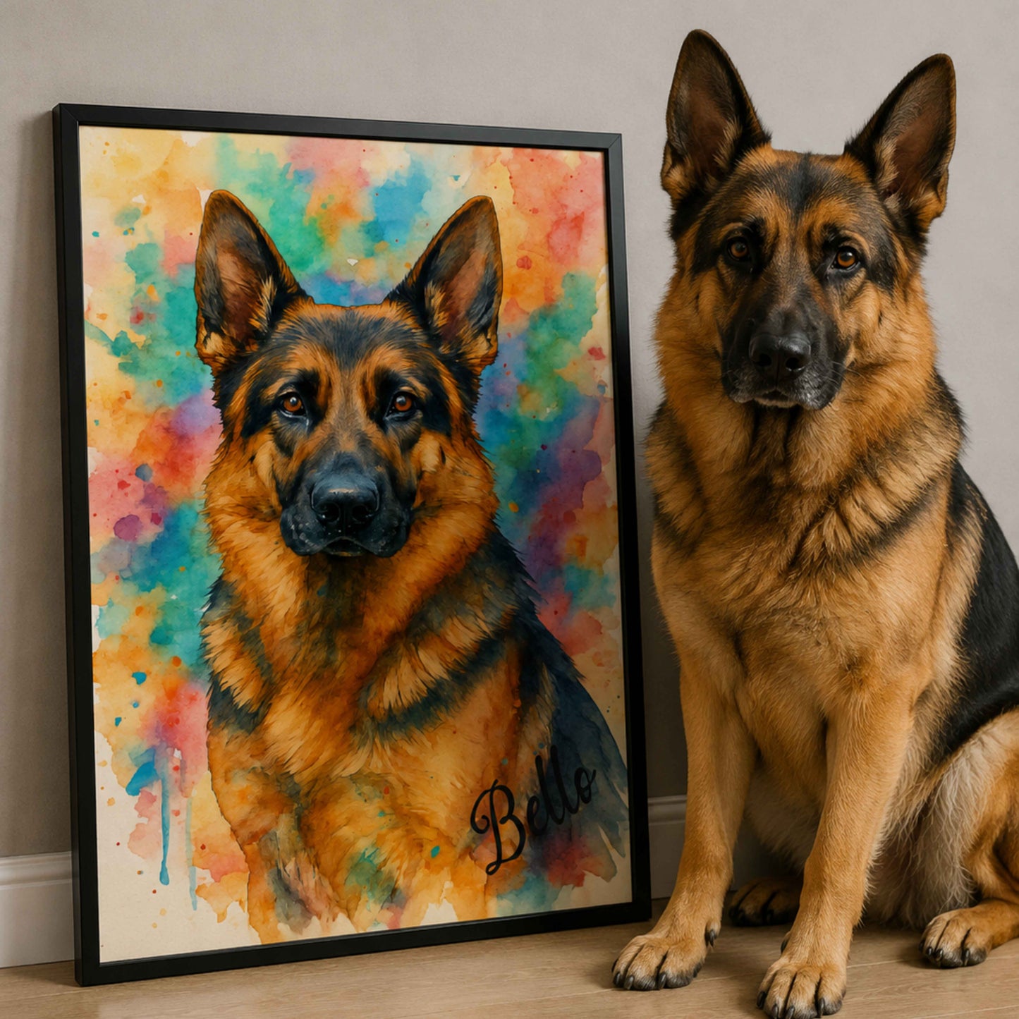 Personalisiertes Hunde-Poster „Wasserfarben“