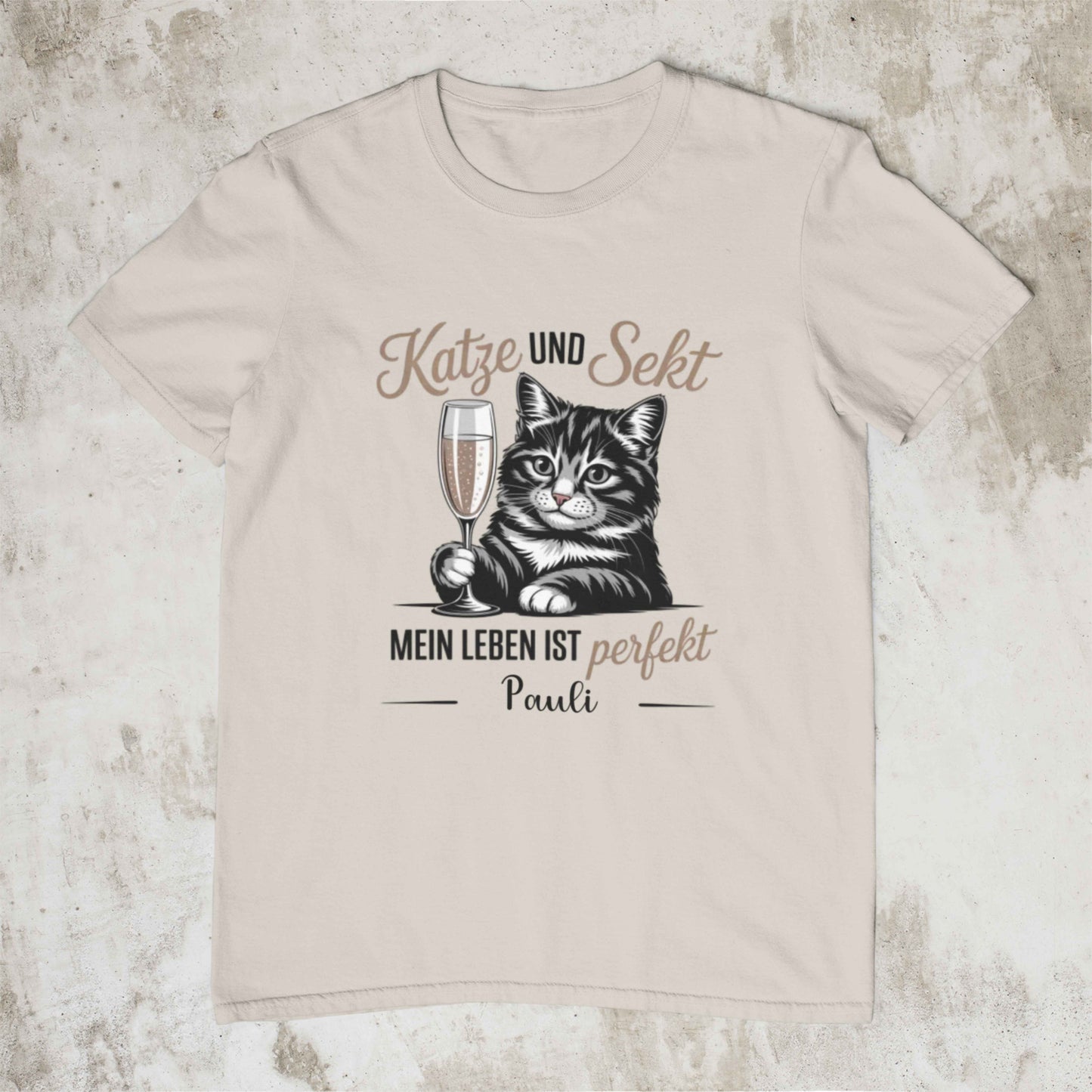 Katze/ Sekt - Personalisiertes Shirt
