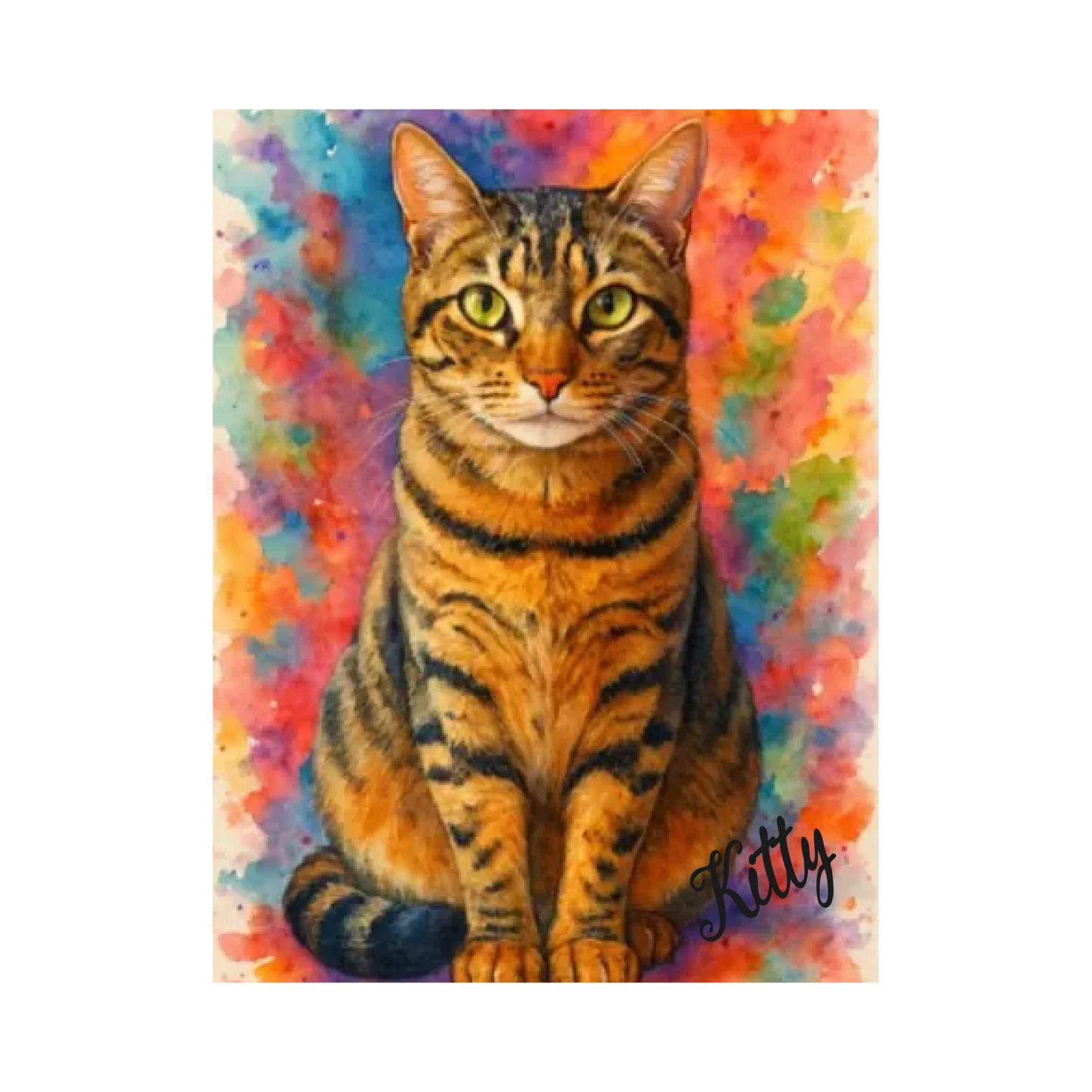 Personalisiertes Katzen-Poster „Wasserfarben“