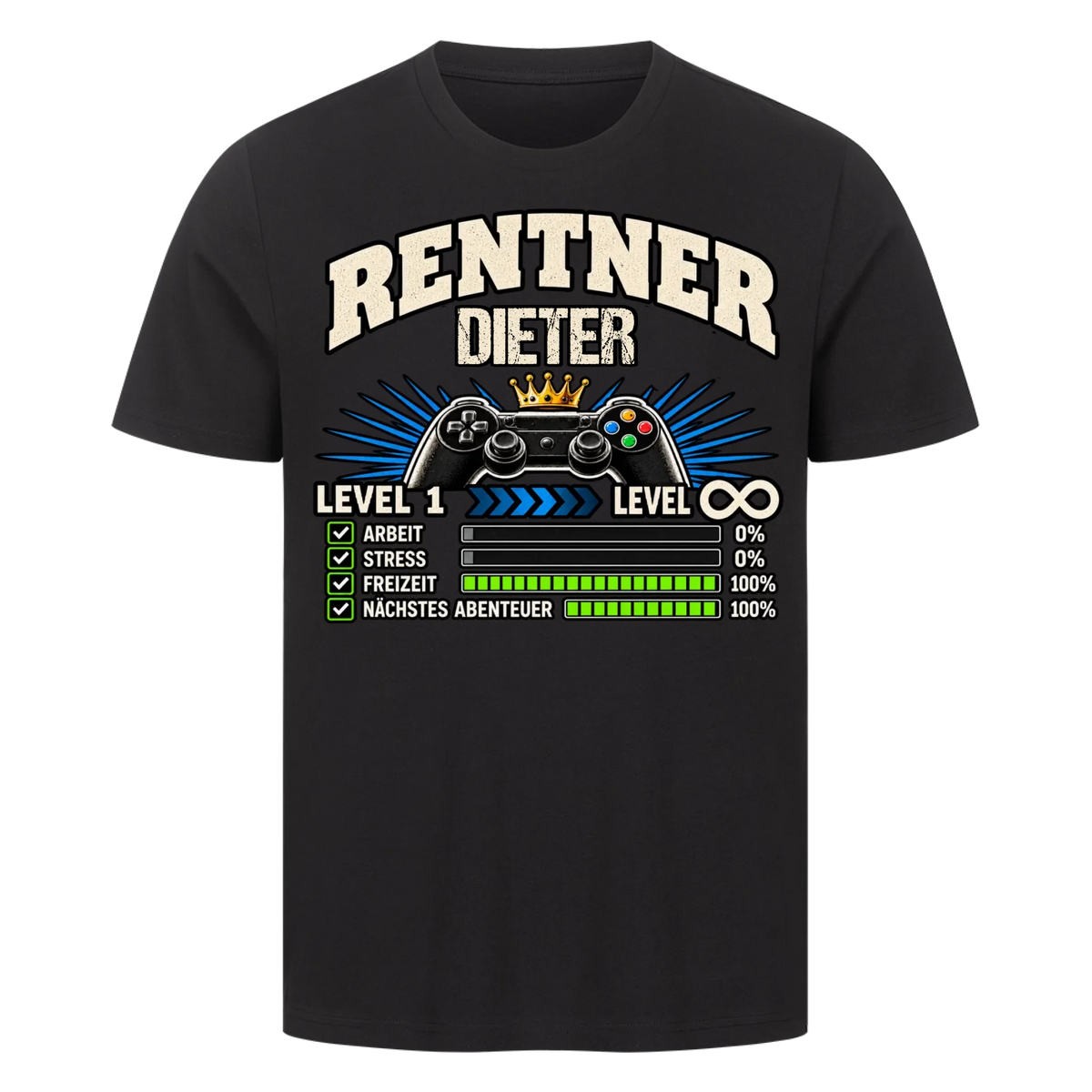 Personalisiertes Shirt "Rentner Lvl 1"