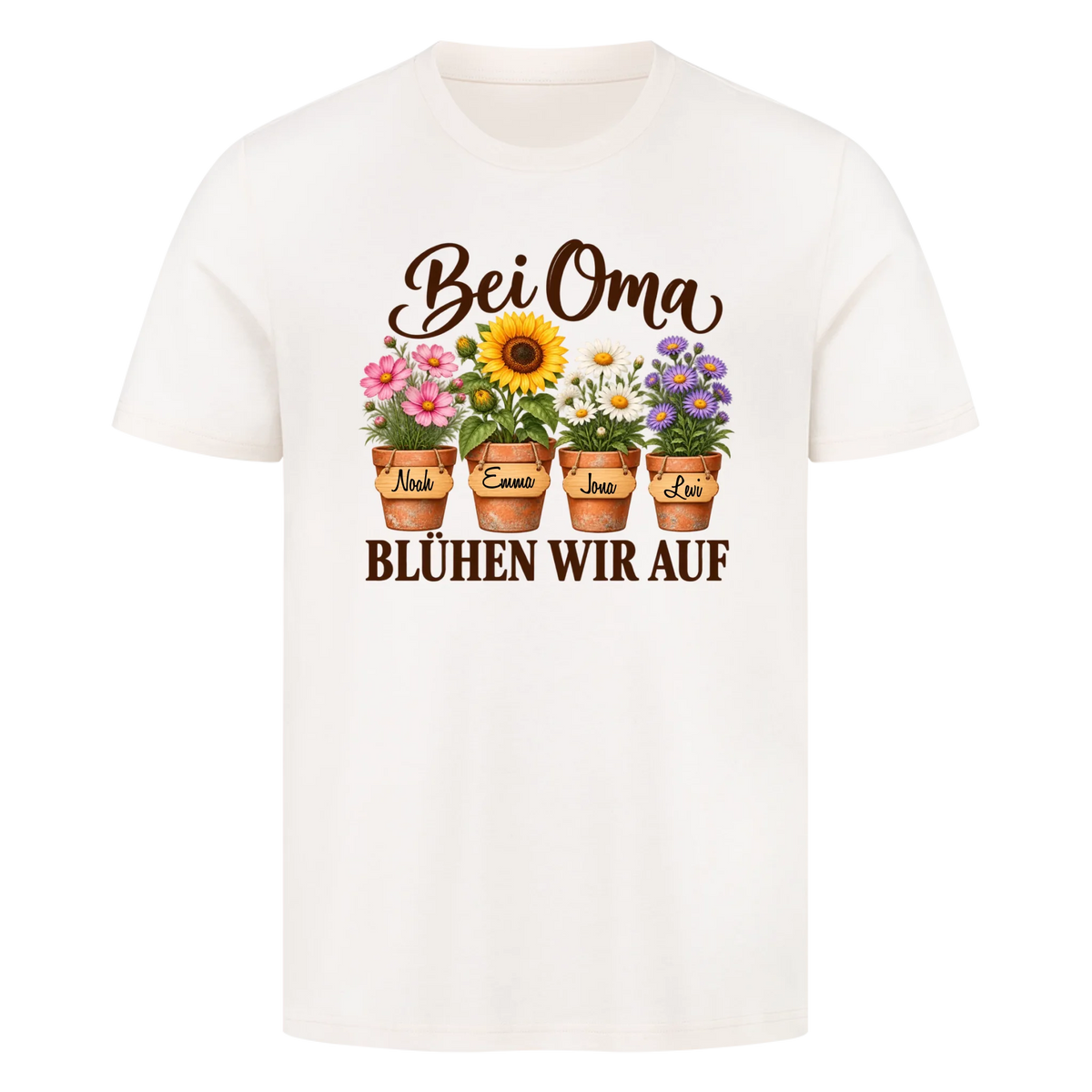 Personalisiertes Shirt "Bei Oma blühen wir auf"
