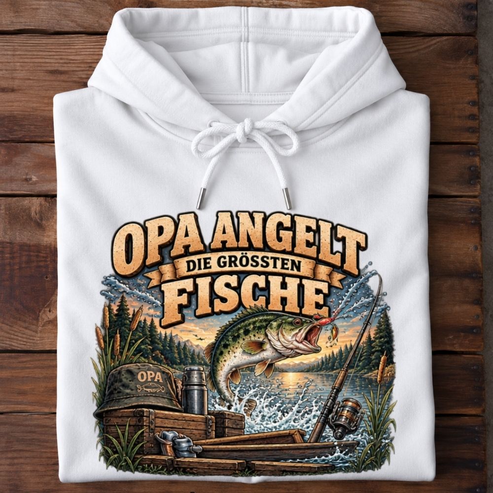Premium Hoodie „Opa angelt die größten Fische“