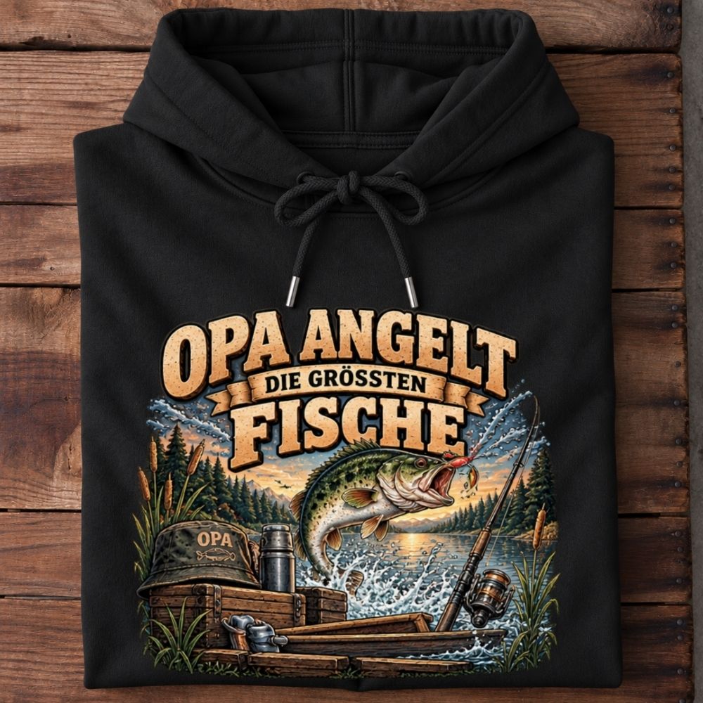Premium Hoodie „Opa angelt die größten Fische“
