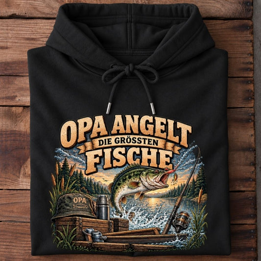 Premium Hoodie „Opa angelt die größten Fische“