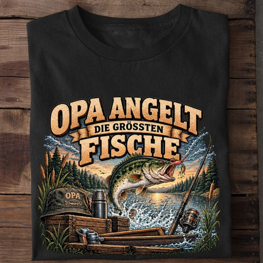 Premium Shirt „Opa angelt die größten Fische“