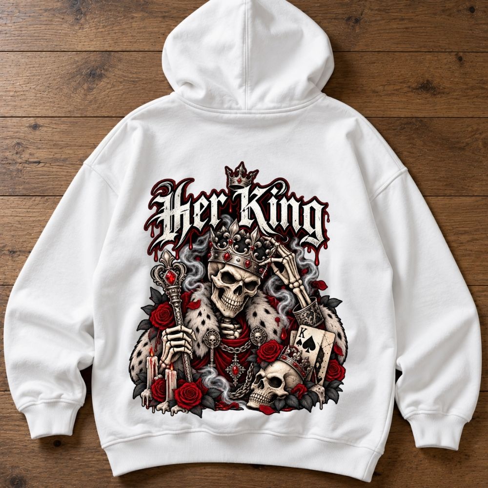 Oversized Hoodie - Her King (Gothic Couple)