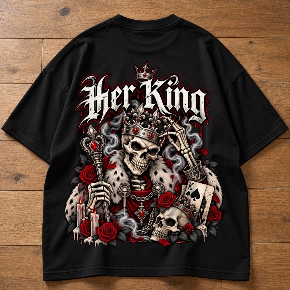 Oversized Shirt - Her King (Gothic Couple)