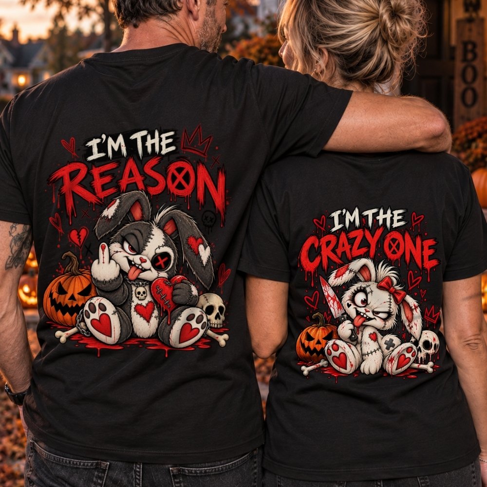 Premium Shirt Couple Set - I'm the Crazy One & I'm the Reason