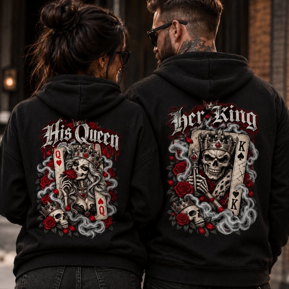 Premium Hoodie Couple Set - His Queen & Her King