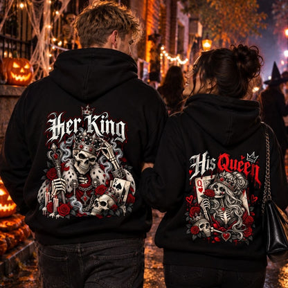 Halloween Couple Hoodie - Her King & His Queen II