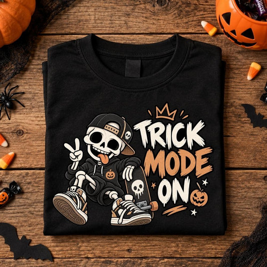 Kinder Halloween-Shirt - Trick-Modus an Skelett