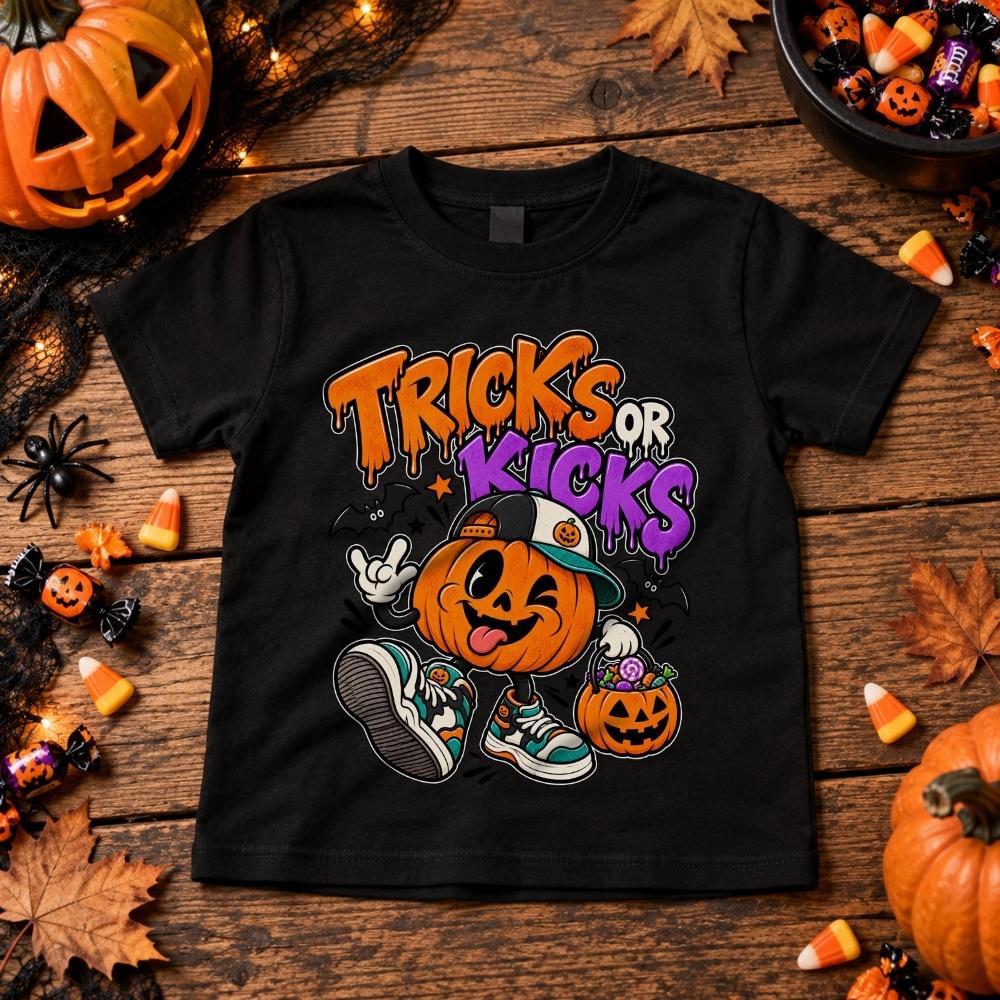 Kids Halloween Shirt - Tricks Or Kicks