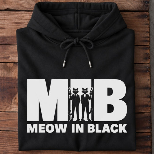 Premium Hoodie „Meow in Black"