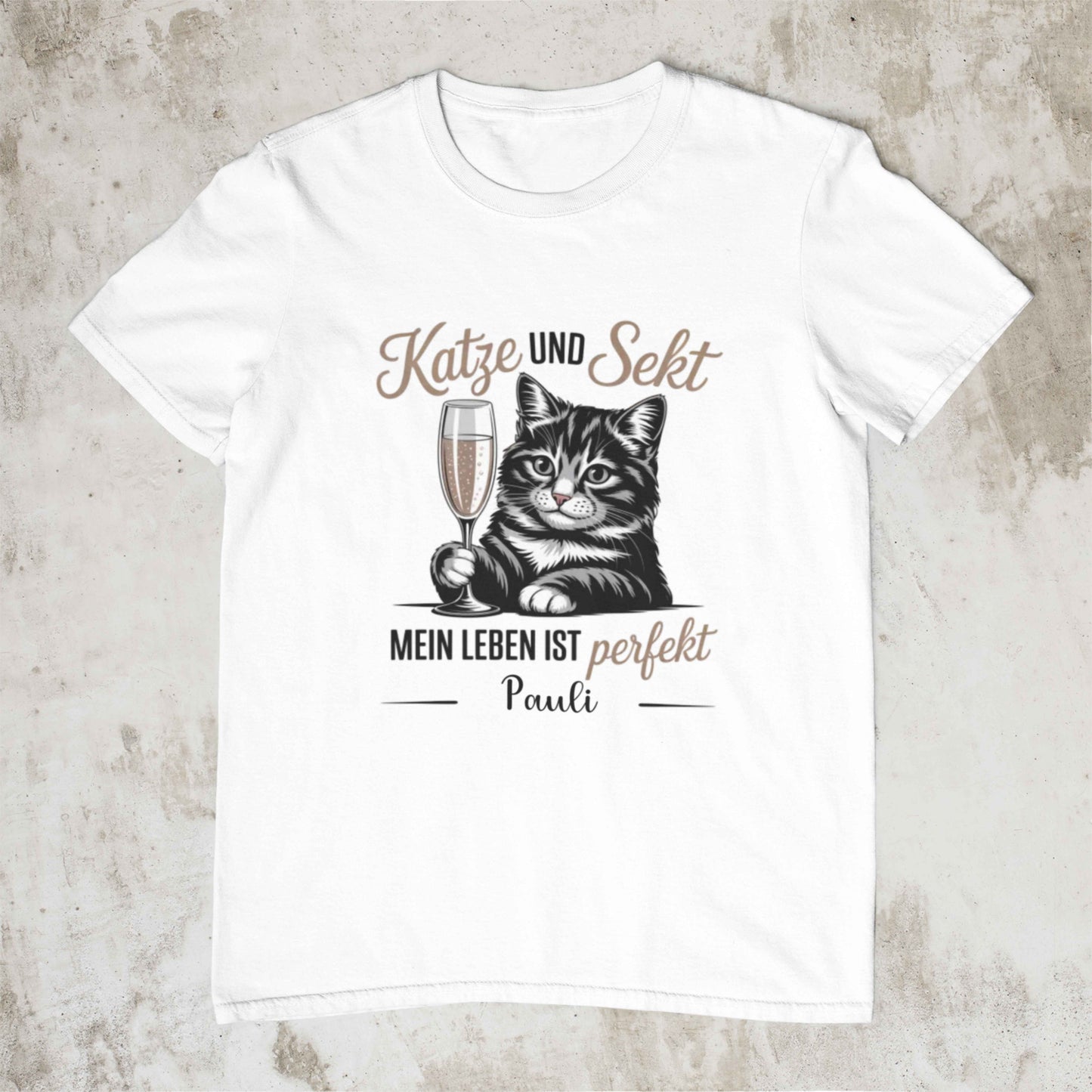 Katze/ Sekt - Personalisiertes Shirt
