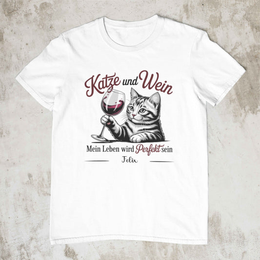 Katze/Wein – Personalisiertes Shirt